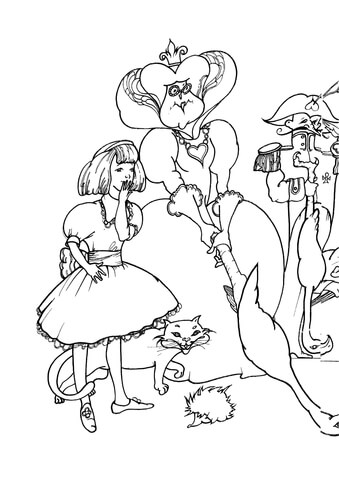 Alice Is Very Surprised  Coloring Page